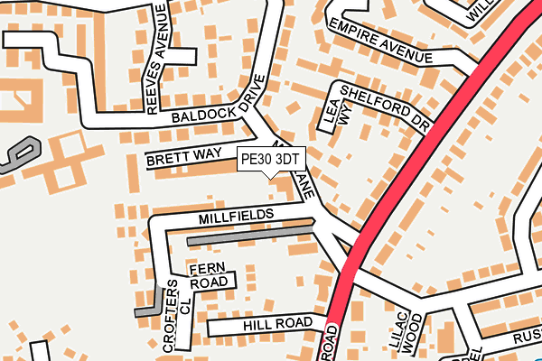 PE30 3DT map - OS OpenMap – Local (Ordnance Survey)