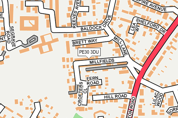 PE30 3DU map - OS OpenMap – Local (Ordnance Survey)
