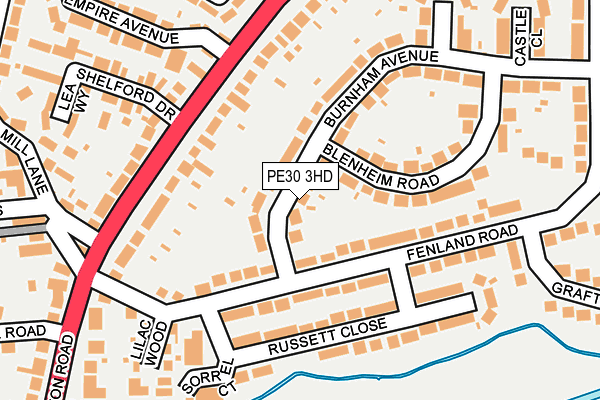 PE30 3HD map - OS OpenMap – Local (Ordnance Survey)