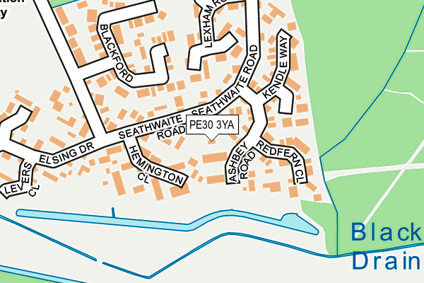 PE30 3YA map - OS OpenMap – Local (Ordnance Survey)