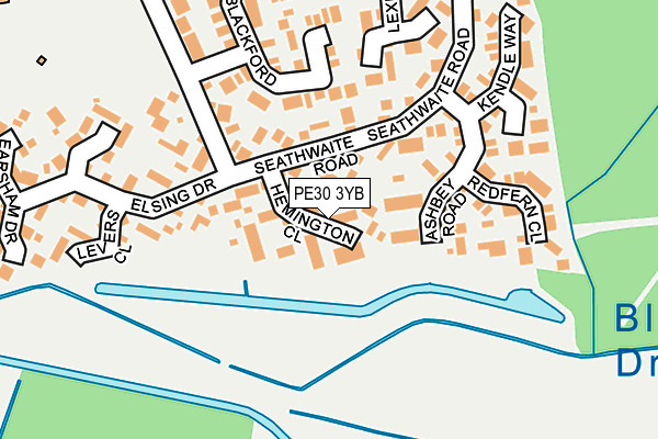 PE30 3YB map - OS OpenMap – Local (Ordnance Survey)