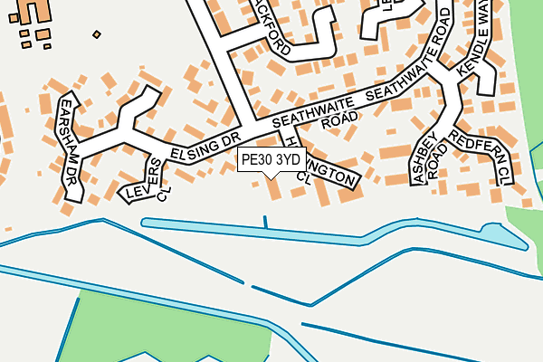 PE30 3YD map - OS OpenMap – Local (Ordnance Survey)