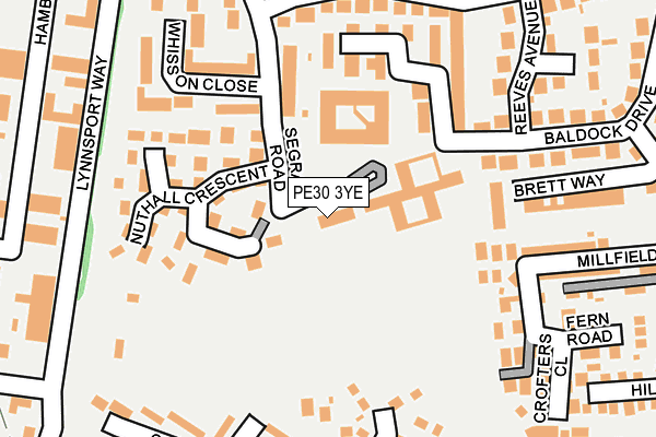 PE30 3YE map - OS OpenMap – Local (Ordnance Survey)