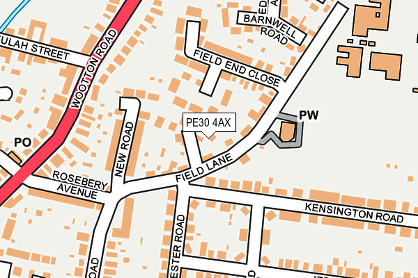 PE30 4AX map - OS OpenMap – Local (Ordnance Survey)