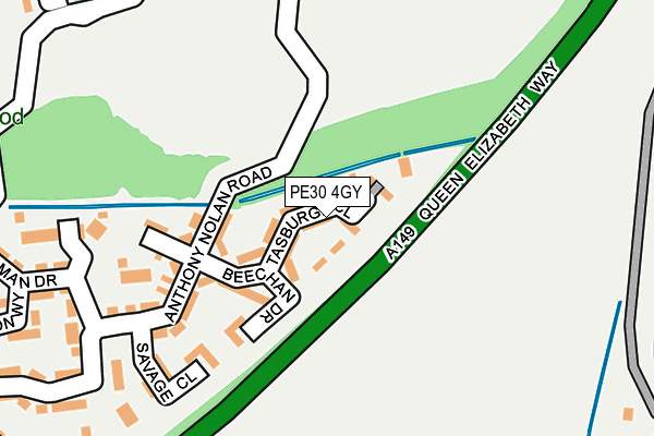 PE30 4GY map - OS OpenMap – Local (Ordnance Survey)