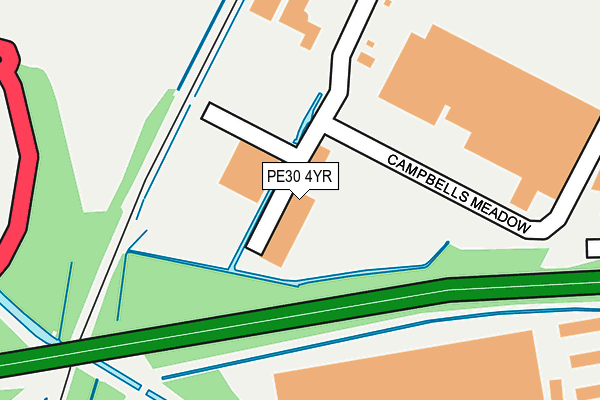 PE30 4YR map - OS OpenMap – Local (Ordnance Survey)