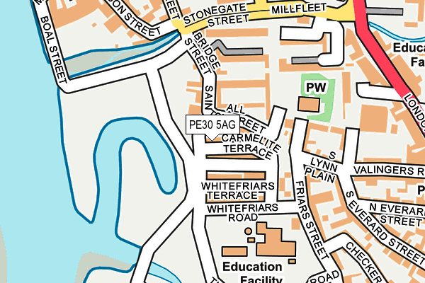 PE30 5AG map - OS OpenMap – Local (Ordnance Survey)