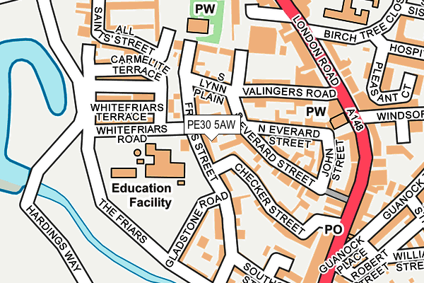 PE30 5AW map - OS OpenMap – Local (Ordnance Survey)