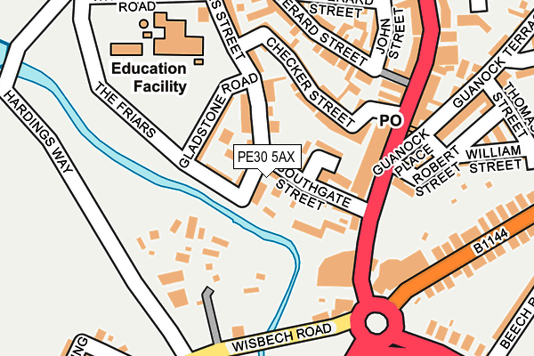 PE30 5AX map - OS OpenMap – Local (Ordnance Survey)
