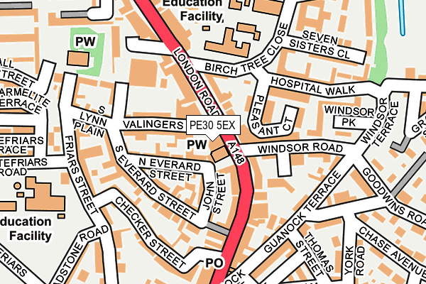 PE30 5EX map - OS OpenMap – Local (Ordnance Survey)
