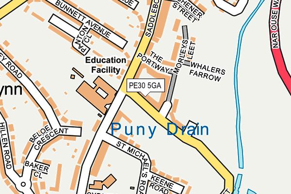 PE30 5GA map - OS OpenMap – Local (Ordnance Survey)