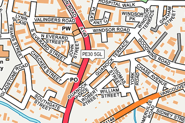 PE30 5GL map - OS OpenMap – Local (Ordnance Survey)