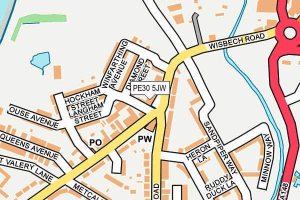 PE30 5JW map - OS OpenMap – Local (Ordnance Survey)