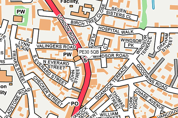 PE30 5QB map - OS OpenMap – Local (Ordnance Survey)