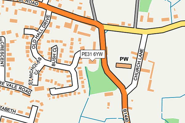 PE31 6YW map - OS OpenMap – Local (Ordnance Survey)
