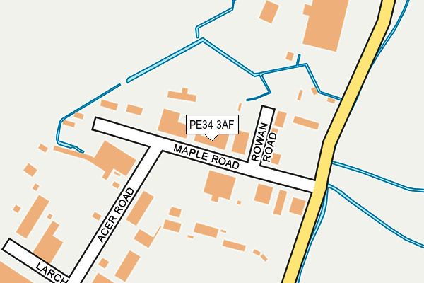 PE34 3AF map - OS OpenMap – Local (Ordnance Survey)