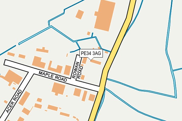 PE34 3AG map - OS OpenMap – Local (Ordnance Survey)