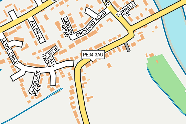 PE34 3AU map - OS OpenMap – Local (Ordnance Survey)