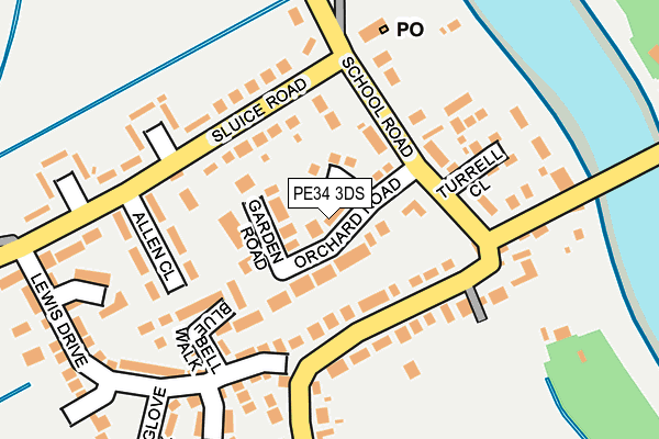 PE34 3DS map - OS OpenMap – Local (Ordnance Survey)