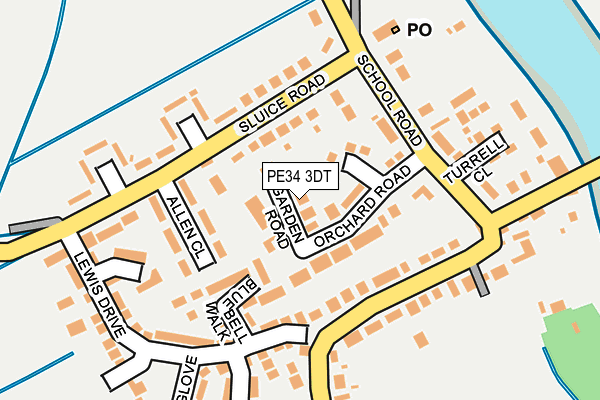PE34 3DT map - OS OpenMap – Local (Ordnance Survey)