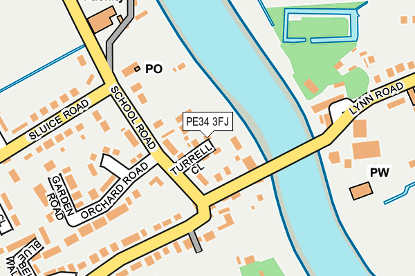 PE34 3FJ map - OS OpenMap – Local (Ordnance Survey)