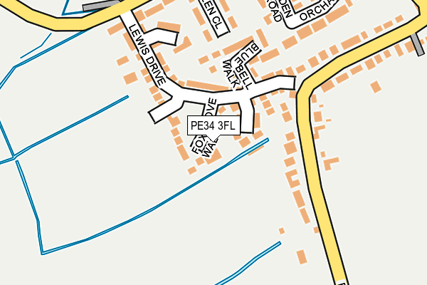 PE34 3FL map - OS OpenMap – Local (Ordnance Survey)