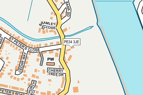 PE34 3JE map - OS OpenMap – Local (Ordnance Survey)
