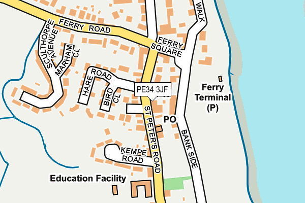 PE34 3JF map - OS OpenMap – Local (Ordnance Survey)