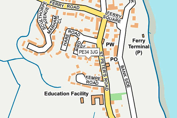 PE34 3JG map - OS OpenMap – Local (Ordnance Survey)
