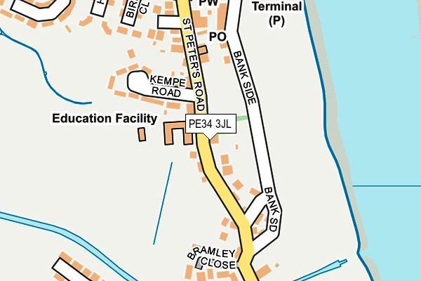 PE34 3JL map - OS OpenMap – Local (Ordnance Survey)