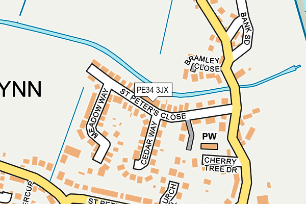 PE34 3JX map - OS OpenMap – Local (Ordnance Survey)