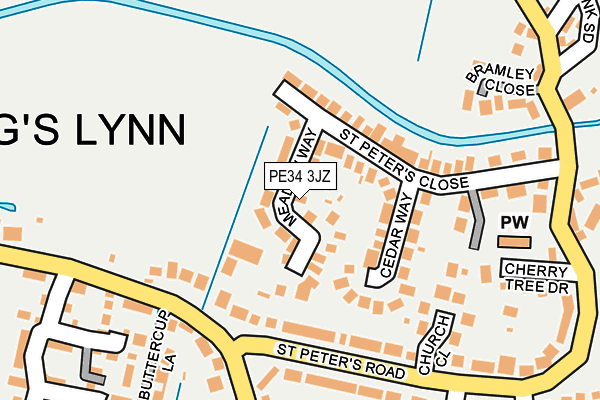 PE34 3JZ map - OS OpenMap – Local (Ordnance Survey)