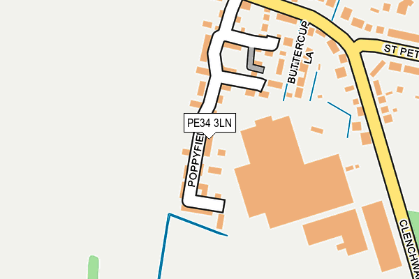 PE34 3LN map - OS OpenMap – Local (Ordnance Survey)