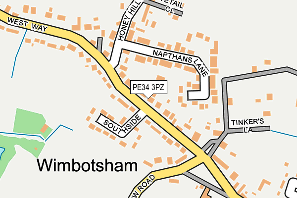 PE34 3PZ map - OS OpenMap – Local (Ordnance Survey)
