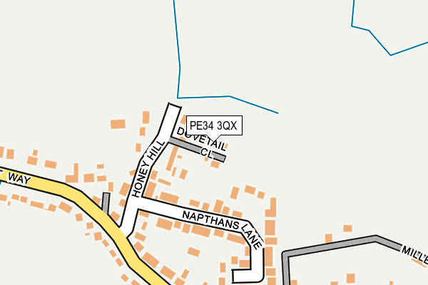PE34 3QX map - OS OpenMap – Local (Ordnance Survey)