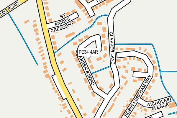 PE34 4AR map - OS OpenMap – Local (Ordnance Survey)
