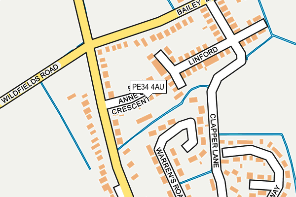 PE34 4AU map - OS OpenMap – Local (Ordnance Survey)