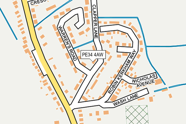 PE34 4AW map - OS OpenMap – Local (Ordnance Survey)