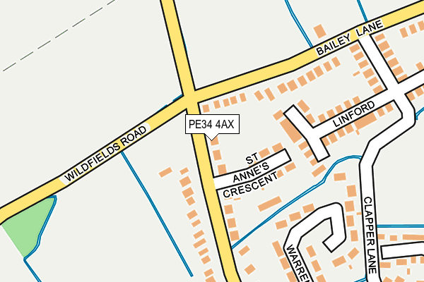 PE34 4AX map - OS OpenMap – Local (Ordnance Survey)