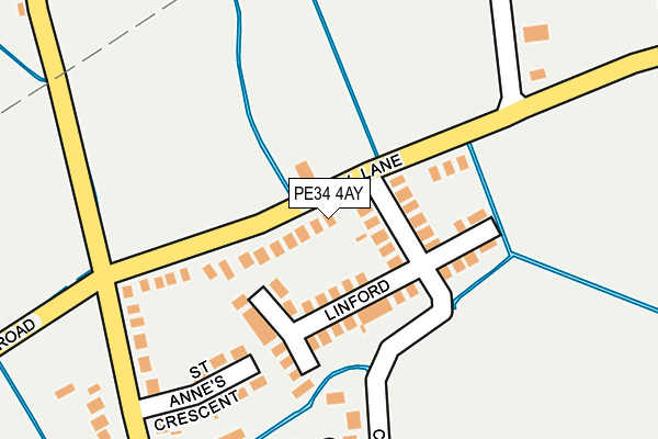 PE34 4AY map - OS OpenMap – Local (Ordnance Survey)