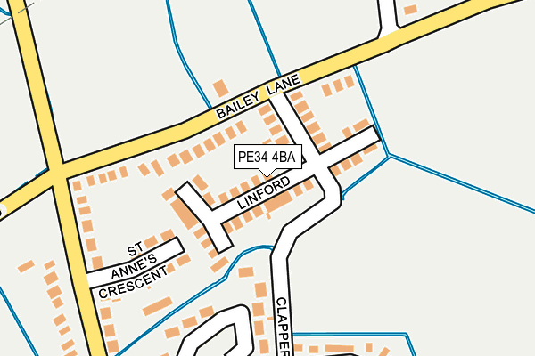 PE34 4BA map - OS OpenMap – Local (Ordnance Survey)