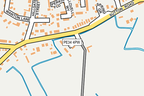 PE34 4PW map - OS OpenMap – Local (Ordnance Survey)