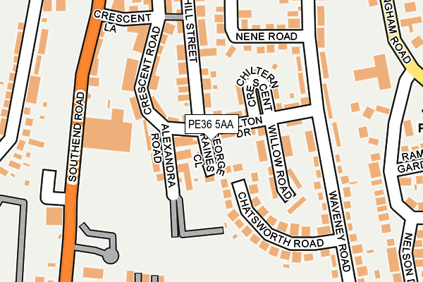 PE36 5AA map - OS OpenMap – Local (Ordnance Survey)