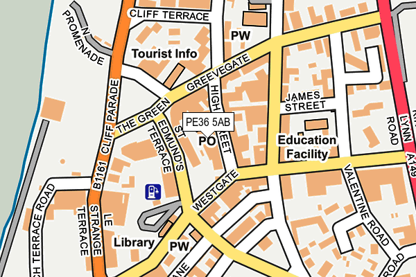 PE36 5AB map - OS OpenMap – Local (Ordnance Survey)