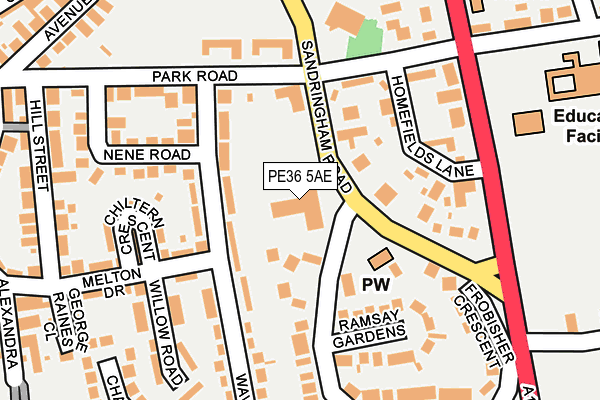 PE36 5AE map - OS OpenMap – Local (Ordnance Survey)