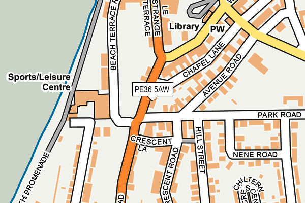 PE36 5AW map - OS OpenMap – Local (Ordnance Survey)