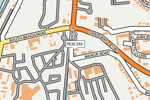 PE36 5AX map - OS OpenMap – Local (Ordnance Survey)