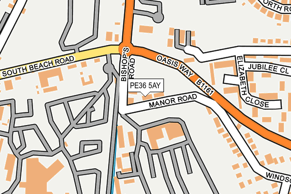 PE36 5AY map - OS OpenMap – Local (Ordnance Survey)