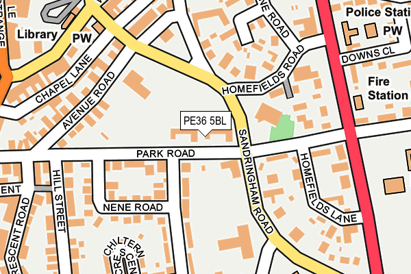 PE36 5BL map - OS OpenMap – Local (Ordnance Survey)