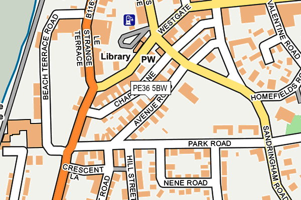 PE36 5BW map - OS OpenMap – Local (Ordnance Survey)